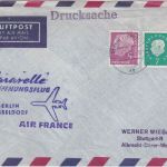BRD - Air France Caravelle Erstflug Berlin Düsseldorf 1.4.61 Luftpost-Drucksache