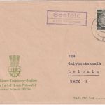 DDR - Seefeld ü. Pritzwalk Landpost-Ra2 20 Pfg. Dienstbrief n. Leipzig 1959