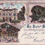 Brandenburg - Neu-Ruppin Ed. Ziehr's Gasthaus Mehrbild-Farblitho gelaufen 1901