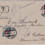 DR - 10 Pfg. Germania Brief i.d. SCHWEIZ Rostock - St.Gallen 1914 Nachporto