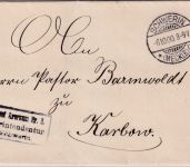 DR - Schwerin 1900 Frei lt. Avers No.3 (Superintendantur) Dienstbrief n. Karbow