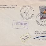 Luxemburg - Luxair Erstflug Luxembourg - Frankfurt a/M 2.4.62 Retouraufkleber