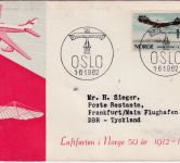 Norwegen - SAS Erstflug Oslo Frankfurt a/M. 1.6.62 Schmuckkuvert
