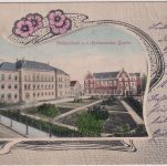 Sachsen-Anhalt - Zerbst Volksschule Jugenstil-Passepartout-AK gelaufen 1904