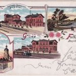 Sachsen-Anhalt - Falkenberg (Bz. Halle) Bahnhof etc. Mehrbild-Farblitho 1900