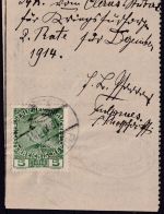 Österreich - 5 H. Franz-Joseph Erlagschein (Quittung) ü. 34 Kronen Fulpmes 1914