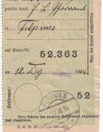 Österreich - 5 H. Franz-Joseph Erlagschein (Quittung) ü. 34 Kronen Fulpmes 1914