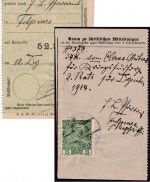 Österreich - 5 H. Franz-Joseph Erlagschein (Quittung) ü. 34 Kronen Fulpmes 1914