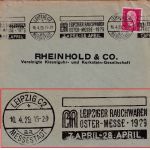 DR - Leipzig C2 Messestadt "Rauchwaren Oster-Messe" Masch.werbestpl. Brief 1929
