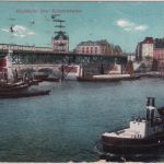Hamburg - Hamburg Hochbahn ü. Schutenhafen farb. AK gelaufen 1922