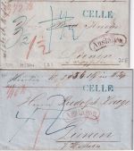 Hannover - Celle blauer L1 2 Paketbegleitbriefe n. Lienen 1854/55