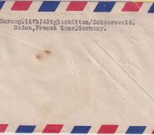 FZ/Baden - 80 Pfg. 3. Ausgabe Luftpostbrief n. USA Altglashütten 18.11.49