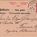 Bayern - 10 Pfg. Wappen Ganzsache/Karte n. ARGENTINIEN Burghausen 1893