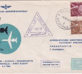 Bulgarien - JAT Erstflug Belgrad Frankfurt a/M 4.4.63 Schmuckkuvert