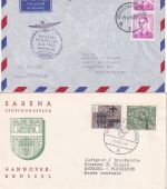 Belgien/BRD - Sabena Erstflug Brüssel Hannover u. Retour 5.4.63 2 Belege