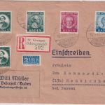 FZ/Baden - 200. Geb. Goethe Satz u.a. Einschreibebrief St. Georgen 13.9.49