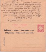 Bayern - 10/10 Pfg. Wappen Ganzsache Doppelkarte n. BRASILIEN Ebersberg 1897