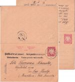 Bayern - 10/10 Pfg. Wappen Ganzsache Doppelkarte n. BRASILIEN Ebersberg 1897