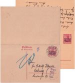 Bayern - 10/10 Pfg. Germania/Freistaat Ganzsache Doppelkarte Kitzingen 1919