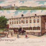 Bayern - Oberwarngau Gasthaus Metzgerei etc. Farblitho gelaufen 1907