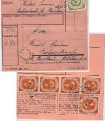 BRD - 90+5x4 Pfg. Posthorn Paketkarte Erlenbach - Niedersachswerfen 2.9.54