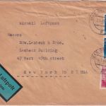 FZ/Rheinl.-Pfalz - 2x50+30 Pfg 2. Ausg. Luftpostbrief n. USA Idar-Oberstein 1949