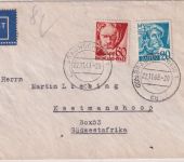 Bizone - FZ-Fremdverwendung Luftpostbrief n. SÜDWESTAFRIKA Braunschweig 22.11.49