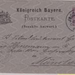 Bayern - 5 Pfg. Rauten Ganzsache/A-Teil K1 Ingolstadt - München 1889