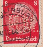 DR - 8 Pfg. Hindenburg Perfin "H.M." Karte Quedlinburg - Klais 1934