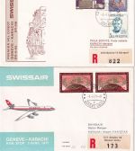 Schweiz - Swissair Erstflug Genf Karachi 3.4.71 2 Belege (1x Zuleitung UNO Genf)
