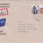BRD - 350+300 Pfg. SWK Luftpost-Einschreibebrief n. AUSTRALIEN Berlin 7.11.95