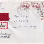 BRD - 3x350+100 Pfg. Frauen Eilboten-Einschreibebrief Berlin-Bohnsdorf 19.4.94