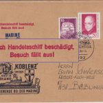 BRD - Helgoland 1980 Minenjagdboot "Koblenz" Brief m. Cachet n. Böblingen