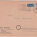 Bizone - FZ-Fremdverwendung 10 Pfg. Baden/2.Ausg. + NO Karte Bremen 4.11.49