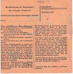 DDR - 2x50+10 Pfg. 5-J-Plan Paketkarte Oberröblingen - Kirchhain 1958