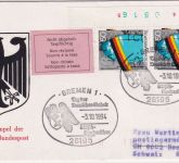 BRD - 50 Pfg. Mauerfall senkr. Paar/Bogennummer Schmuckbrief SST Bremen 3.10.94