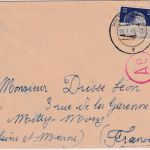 DR - 25 Pfg. AH Brief n. FRANKREICH/Zwangsarbeiter Hildesheim n. Mitry-Mori 1943
