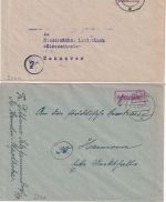 All.Bes. - Elze 9.8./19.8.45 Ra1+L2 Gebühr bezahlt 2 Briefe n. Hannover