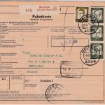 BRD - 3x2 DM + 5 Pfg. Bed. Deutsche Paketkarte n. BELGIEN Waldniel 11.10.63