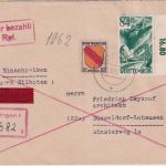 FZ/Württ. - Tübingen 16.9.47 Teilbarfrankatur Eil-Einschreibebrief n. Düsseldorf