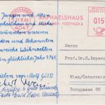 BRD - Dormagen 21.12.63 15 Pfg. AFS "Raphaelhaus" Karte n. ÖSTERREICH Anschrift!