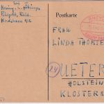 All.Bes. - Rheydt 1 Gebühr bezahlt 28.7.45 Ovalstpl. Karte n. Uetersen