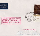 UNO Genf - SWISSAIR Erstflug Genf/Toronto 1.5.73 Zuleitungspost