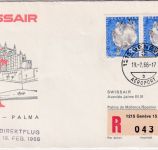 Schweiz - 2x50 Rp. Schneehase SWISSAIR Erstflug Genf/Palma 19.2.1966
