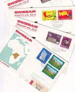 Schweiz - SWISSAIR Erstflug Zürich + Genf/Kinshasa 31.3.70 4 Luftpostbriefe