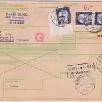 BRD - 3x2 DM Heinemann Paketkarte i.d. SCHWEIZ Taunusstein - Zürich 1972