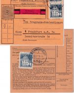 BRD - 3x1 DM gr. Bauwerke Schnellpaketkarte Stammheim - Frankfurt a/M. 17.11.70