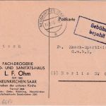 Saar - Neunkirchen 14.2.46 Gebühr bezahlt Ra2 Karte n. Berlin