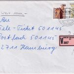 BRD - 700+300 Pfg. SWK Wertbrief Mannheim 61 - Hamburg 7.7.95 - Label !