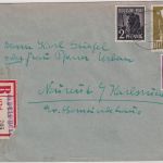 All.Bes. - 1 M. Taube ua. Einschreibebrief Adelsheim - Neureut ü. Karlsruhe 1948